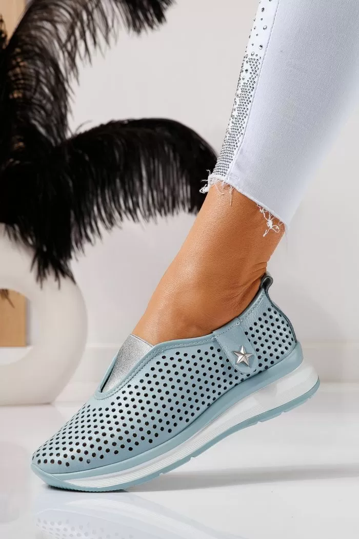 Pantofi casual dama albastri din piele naturala Lidia #21555