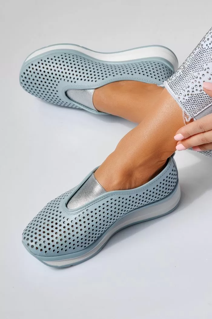 Pantofi casual dama albastri din piele naturala Lidia #21555