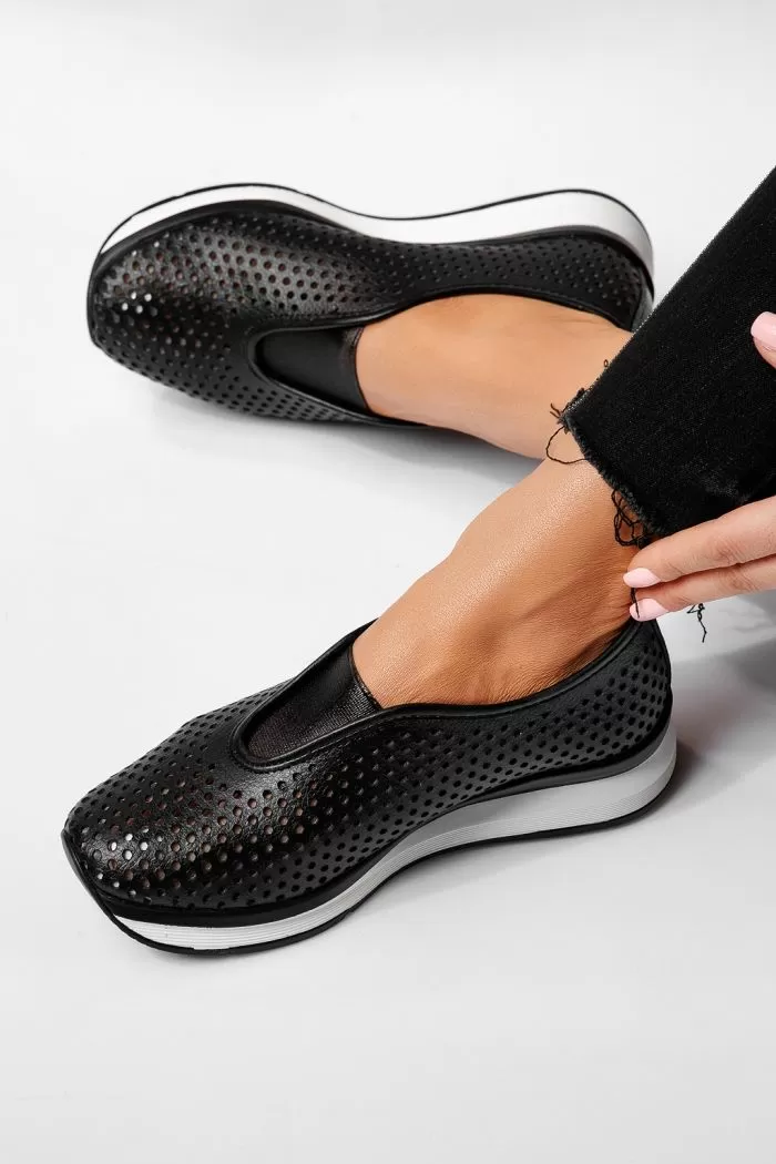 Pantofi casual dama negri din piele naturala Lidia #21556