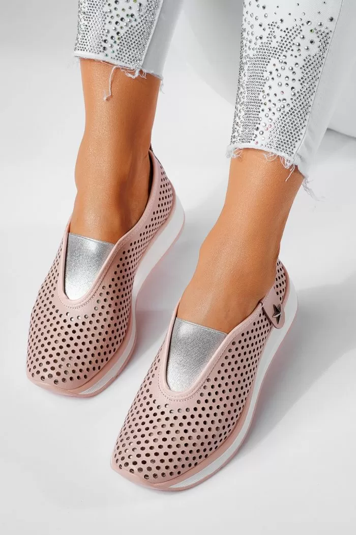Pantofi casual dama roz din piele naturala Lidia #21557