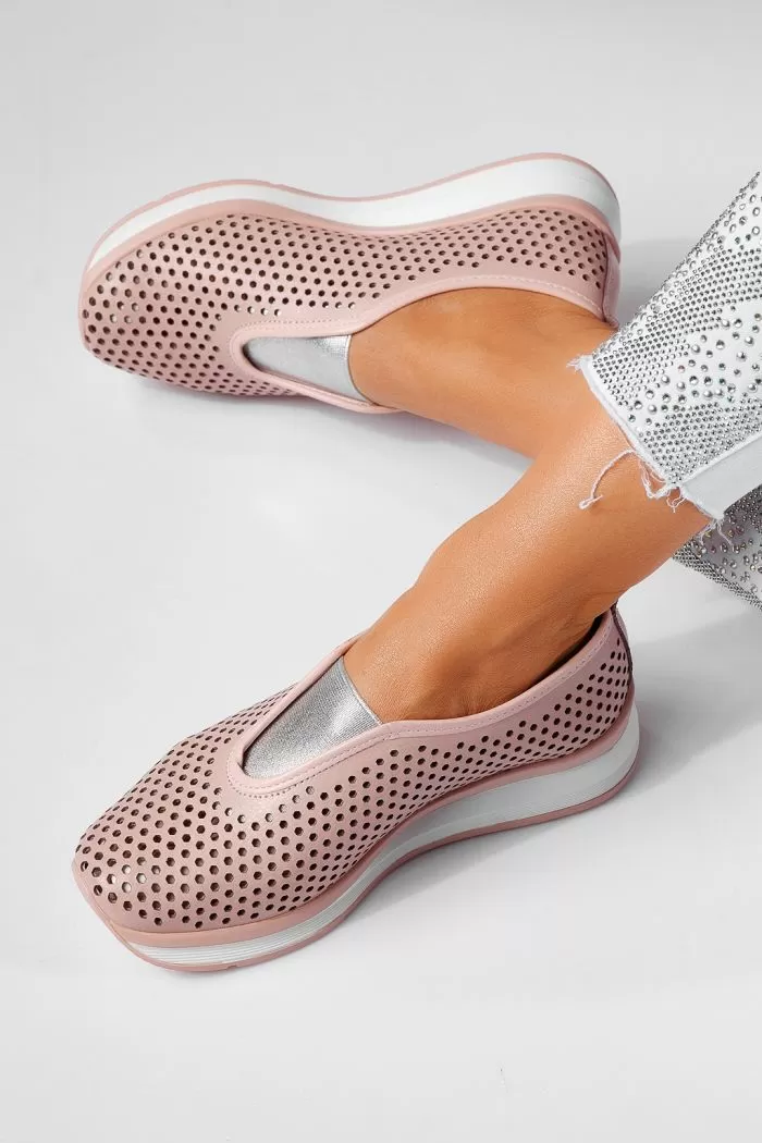Pantofi casual dama roz din piele naturala Lidia #21557