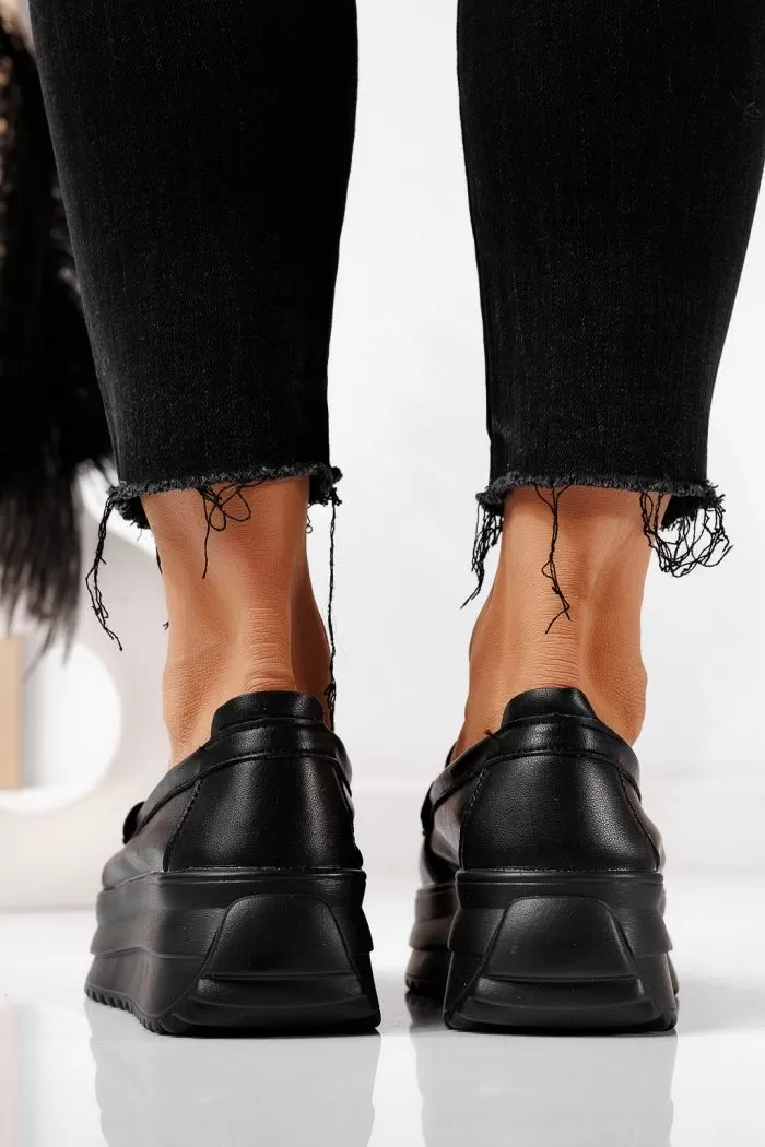 Pantofi casual dama negri din piele naturala Olivia #21559