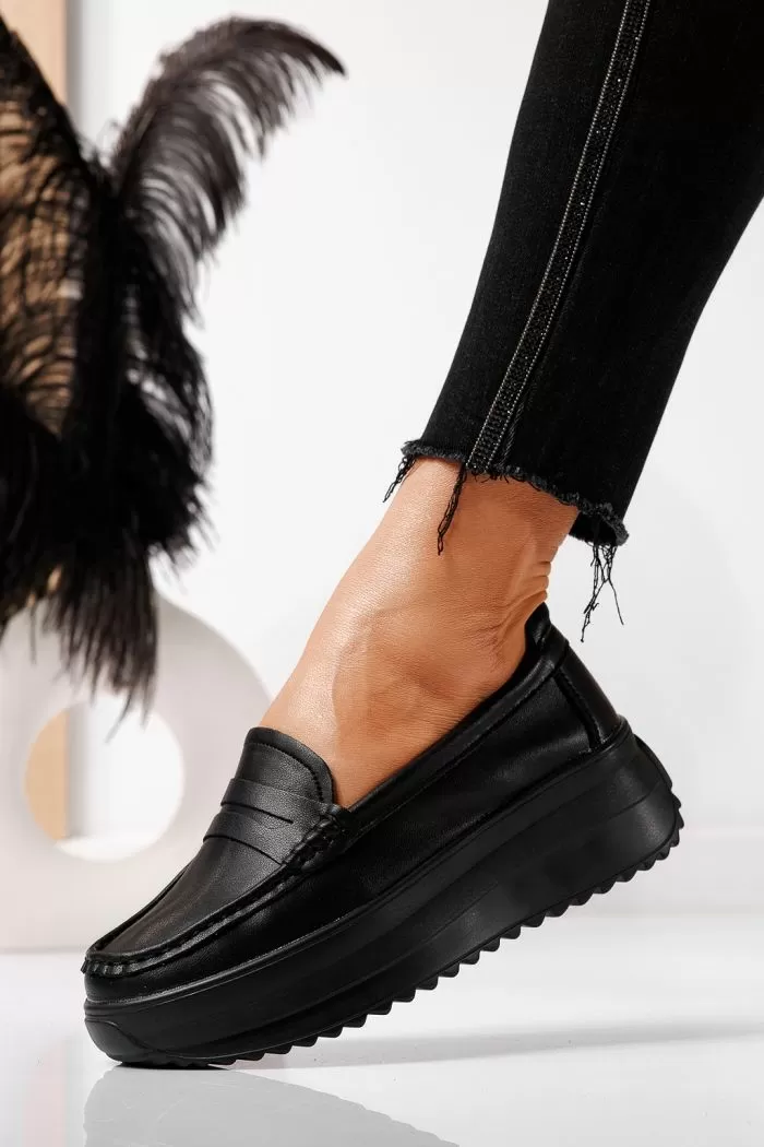 Pantofi casual dama negri din piele naturala Olivia #21559