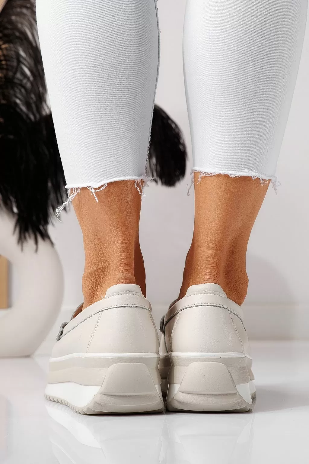 Pantofi casual dama bej din piele naturala Olivia #21563