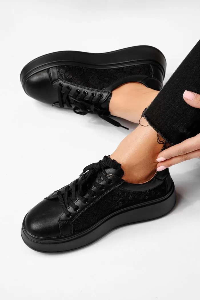 Adidasi dama negri din piele naturala Otilia #21564