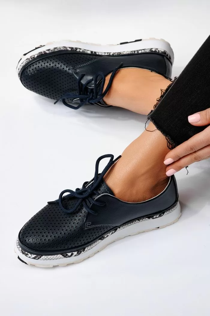 Pantofi casual dama bleumarin din piele naturala Ada #21568