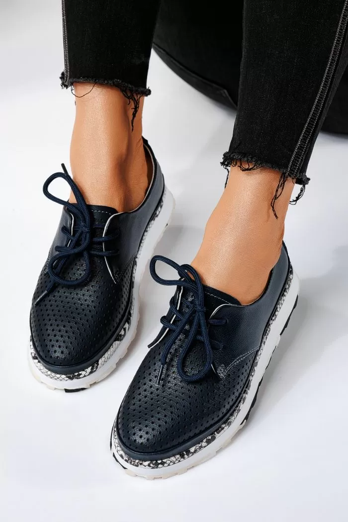 Pantofi casual dama bleumarin din piele naturala Ada #21568