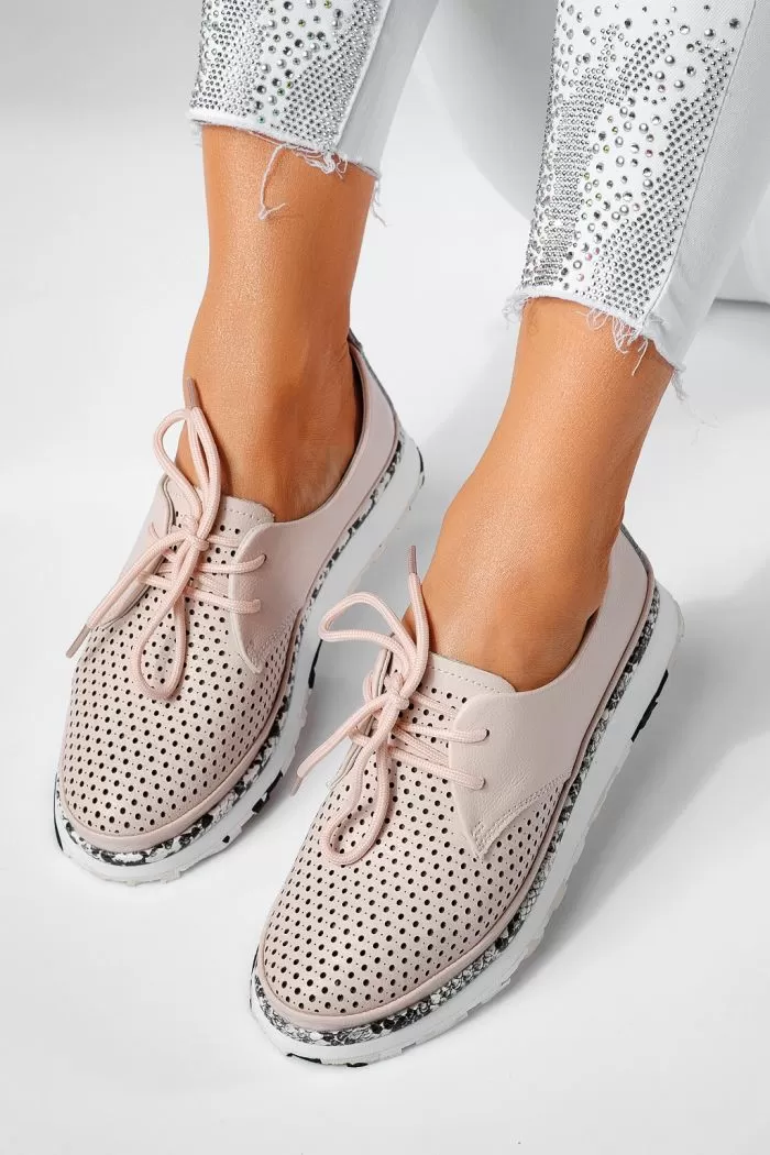Pantofi casual dama roz din piele naturala Ada #21569