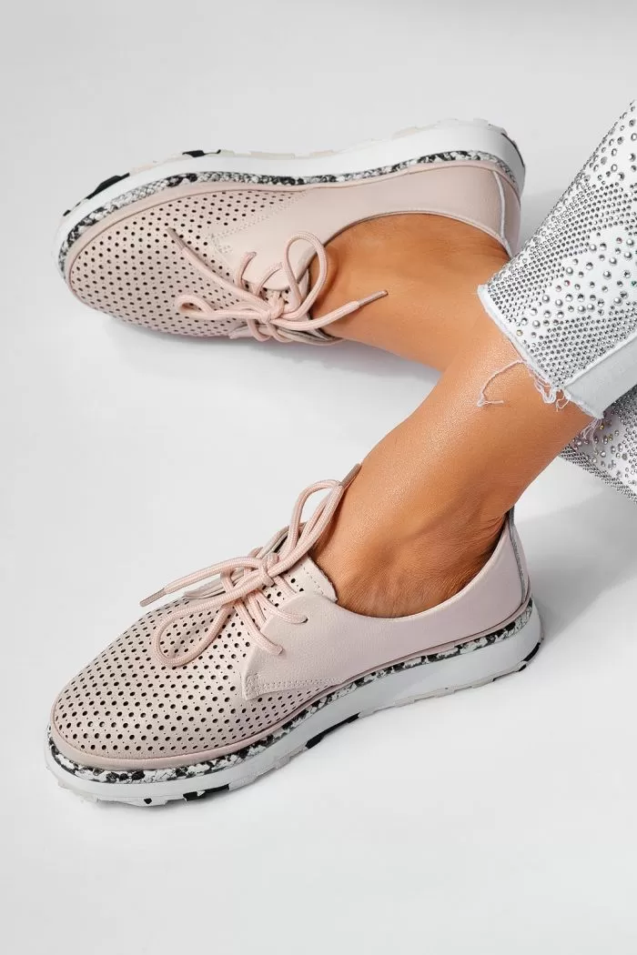 Pantofi casual dama roz din piele naturala Ada #21569
