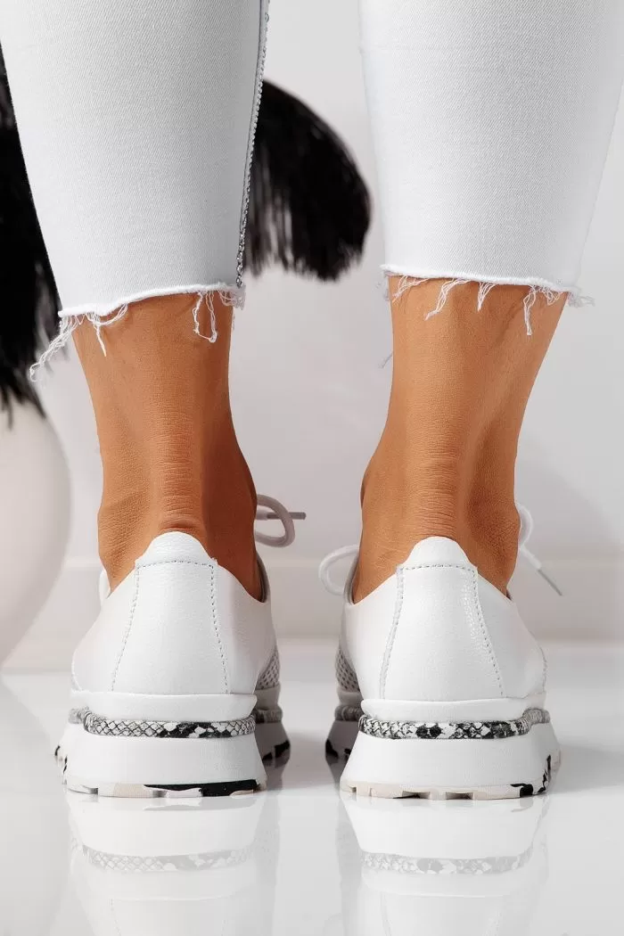 Pantofi casual dama albi din piele naturala Ada #21570