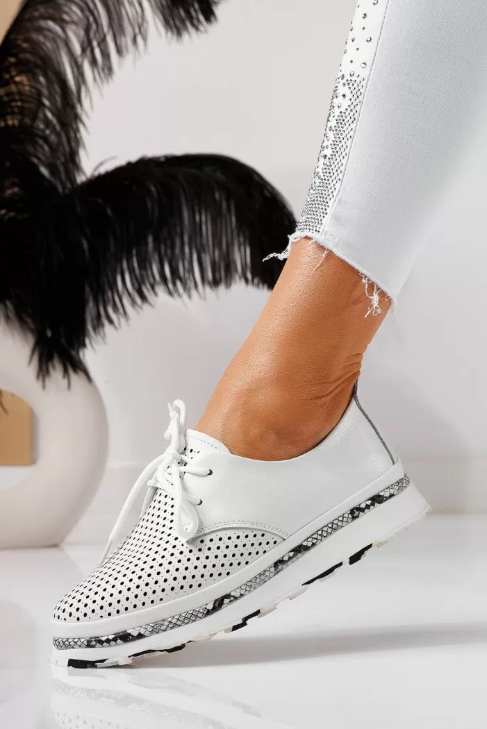 Pantofi casual dama albi din piele naturala Ada #21570