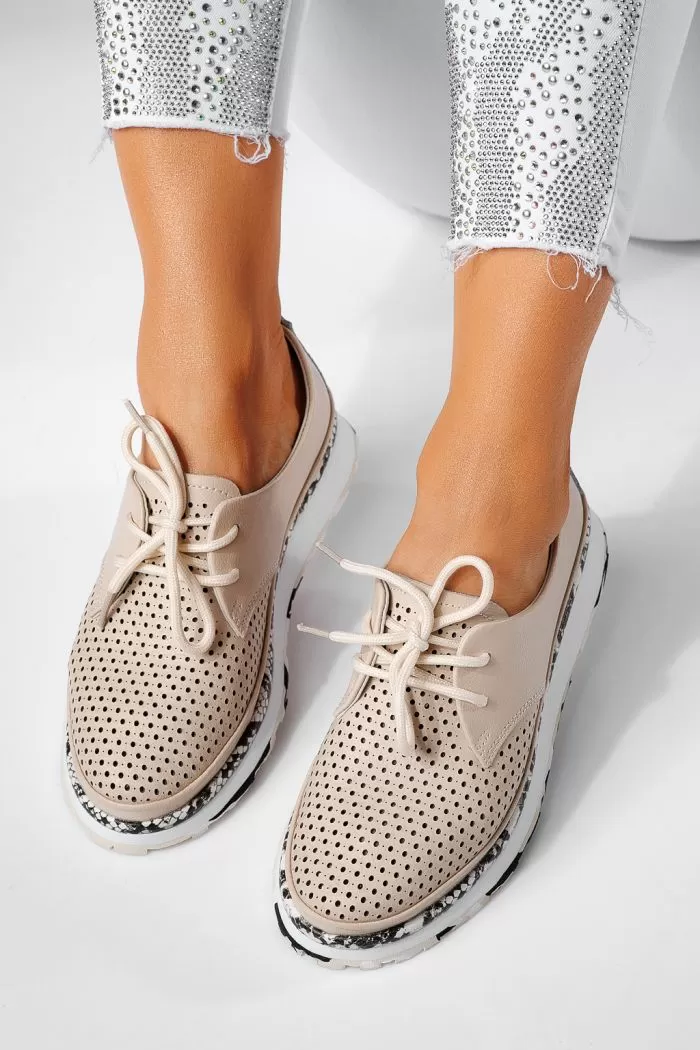 Pantofi casual dama bej din piele naturala Ada #21571