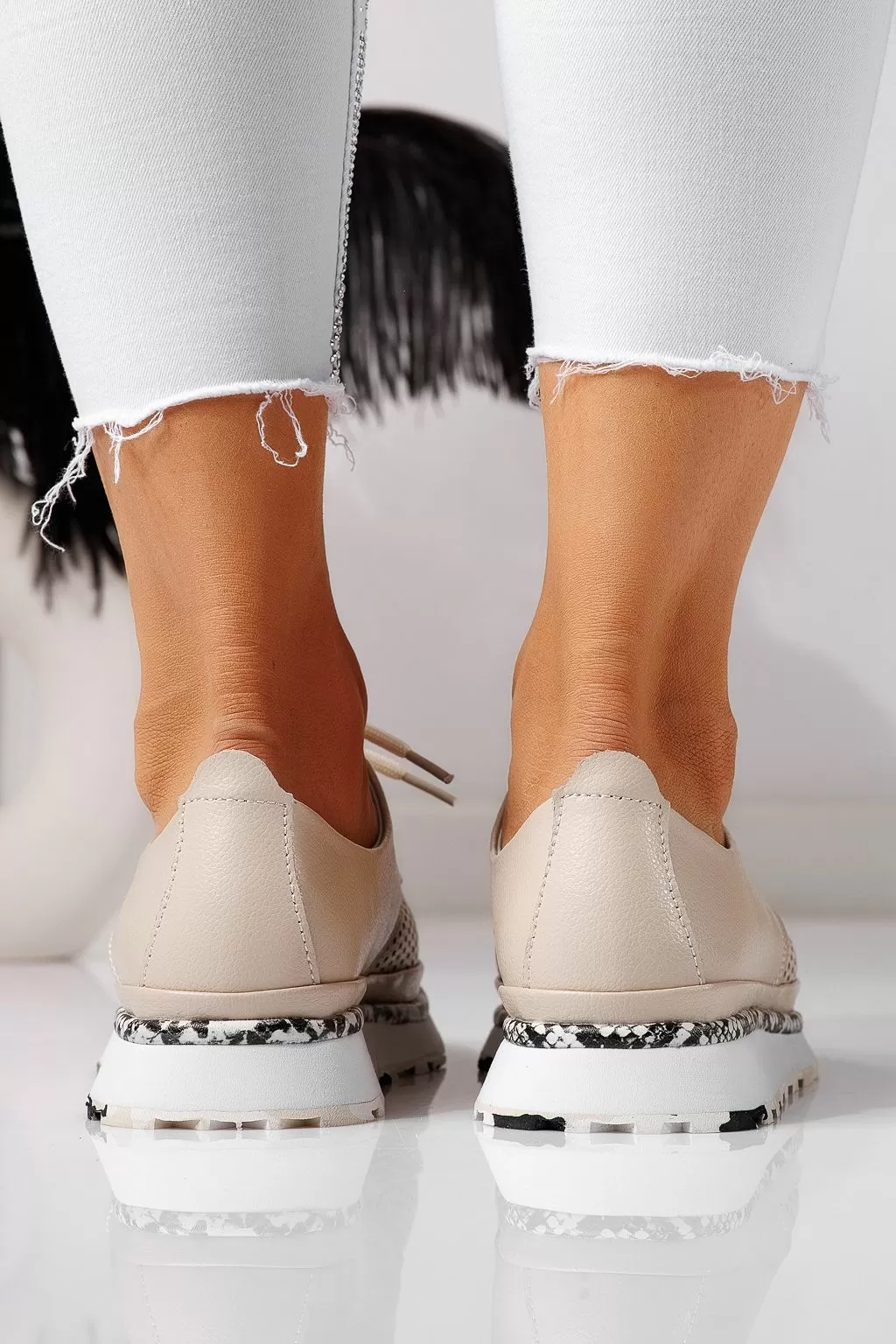 Pantofi casual dama bej din piele naturala Ada #21571