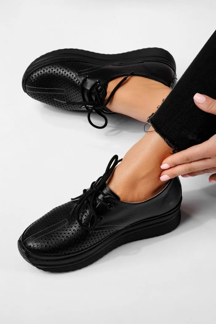 Pantofi casual dama negri din piele naturala Alice #21574