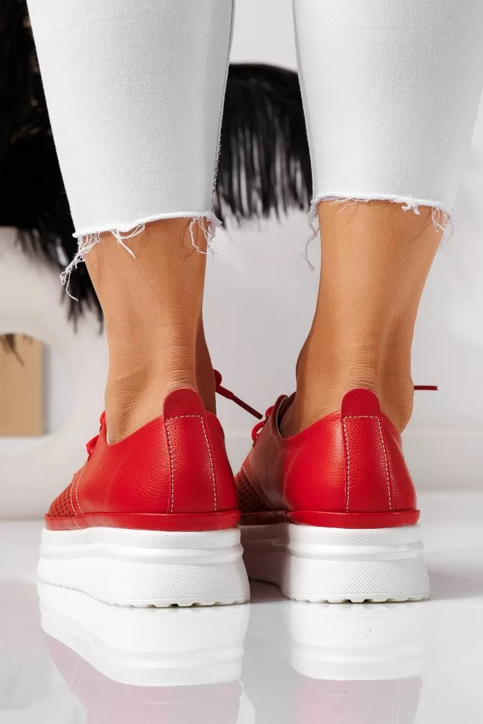 Pantofi casual dama rosii din piele naturala Alice #21577
