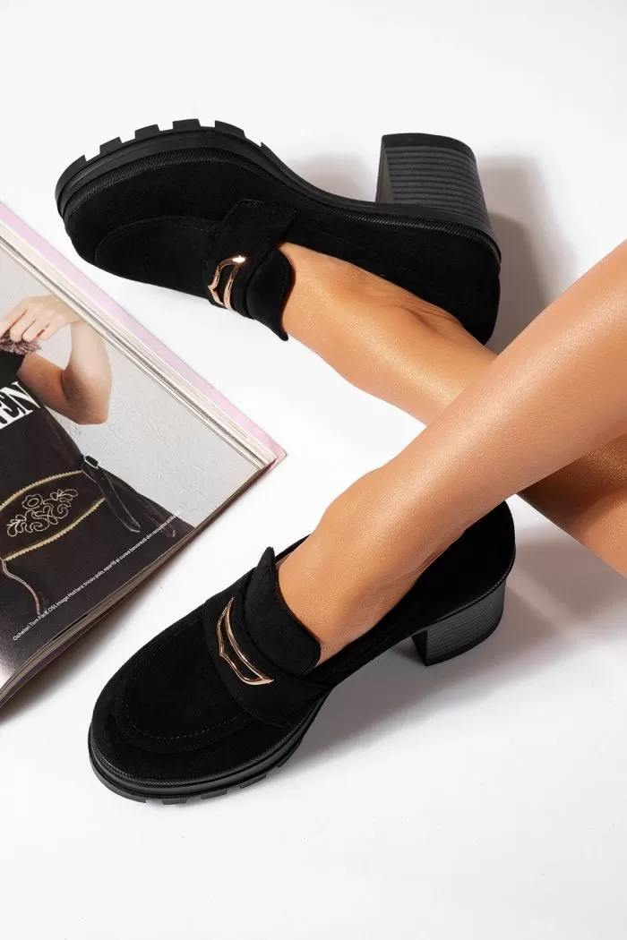 Pantofi casual dama negri din piele ecologica intoarsa Aryan #21585