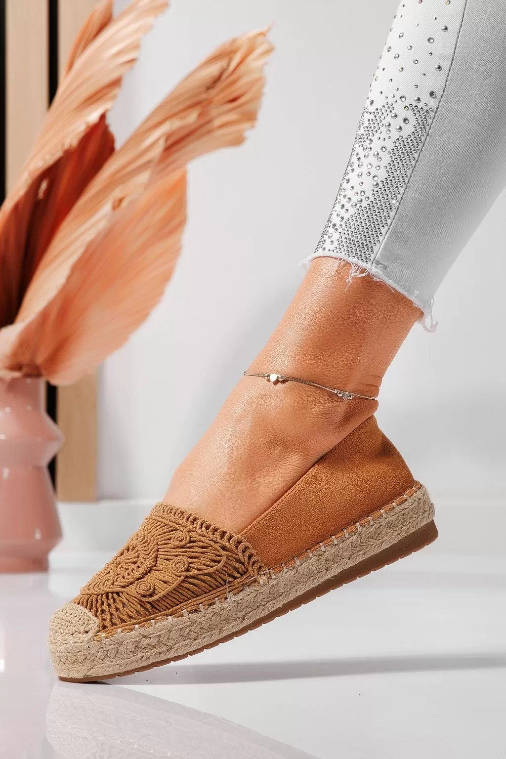 Espadrile dama maro din piele ecologica intoarsa Emma #21615