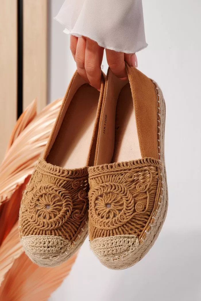 Espadrile dama maro din piele ecologica intoarsa Emma #21615