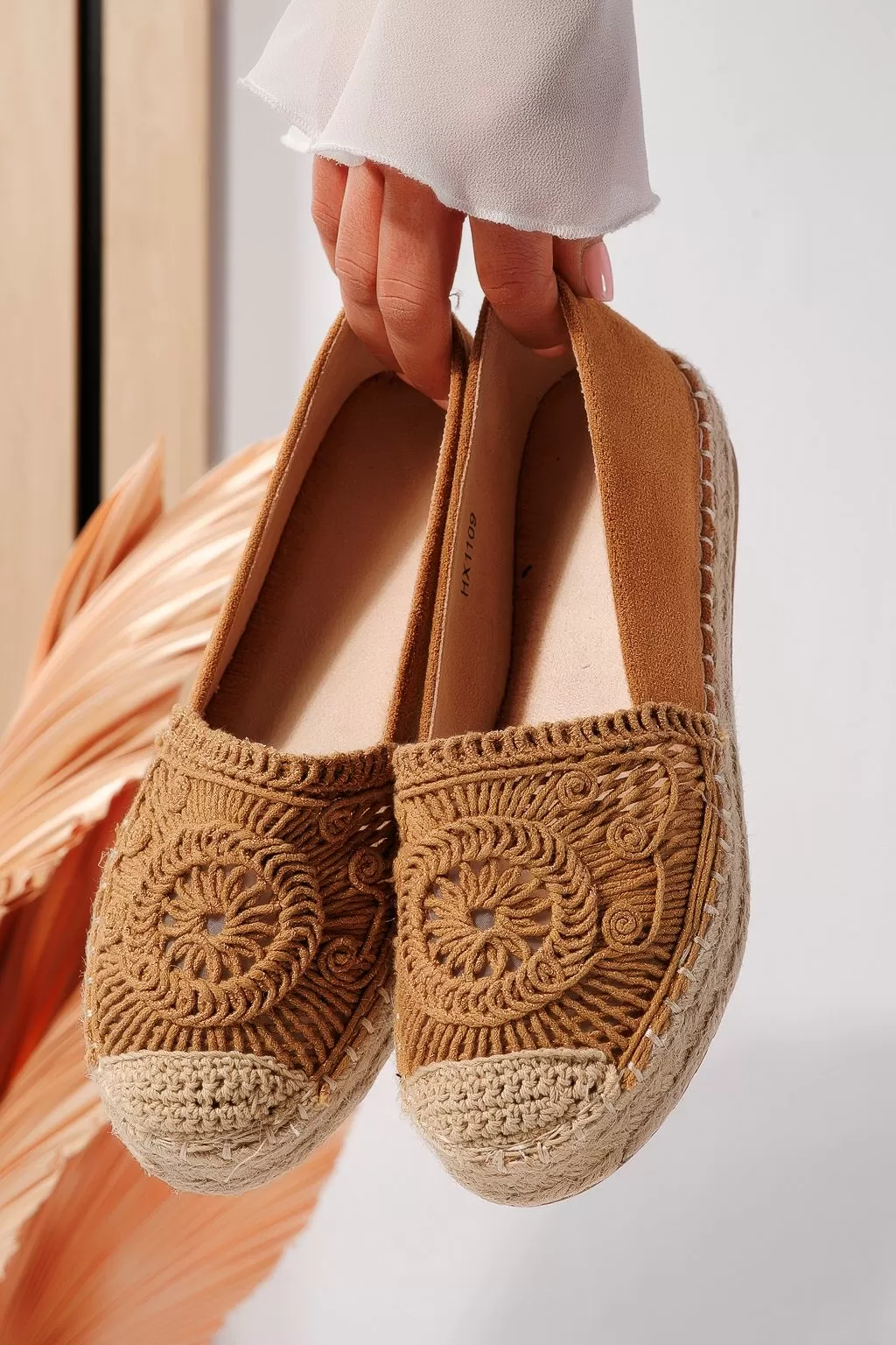 Espadrile dama maro din piele ecologica intoarsa Emma #21615