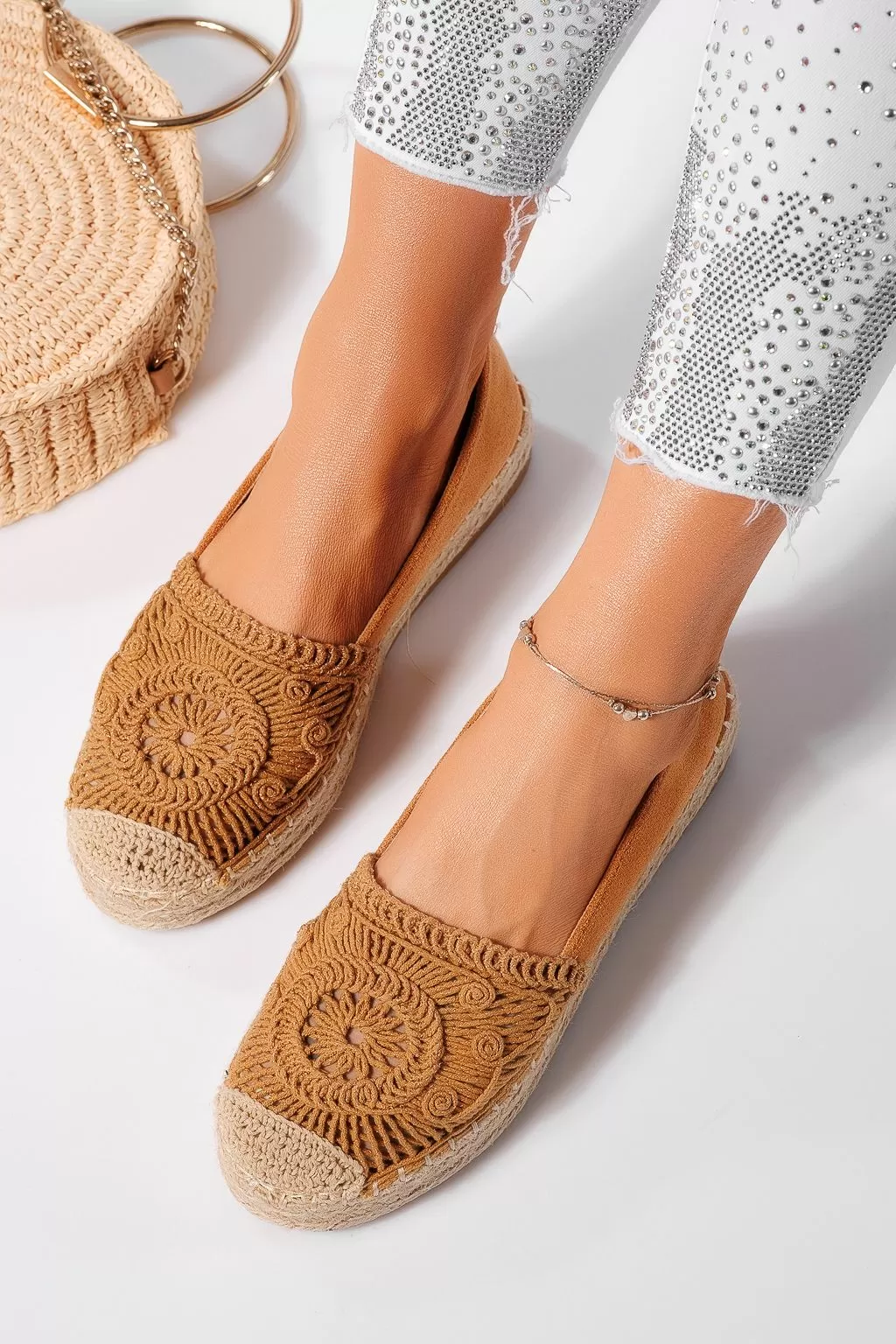 Espadrile dama maro din piele ecologica intoarsa Emma #21615