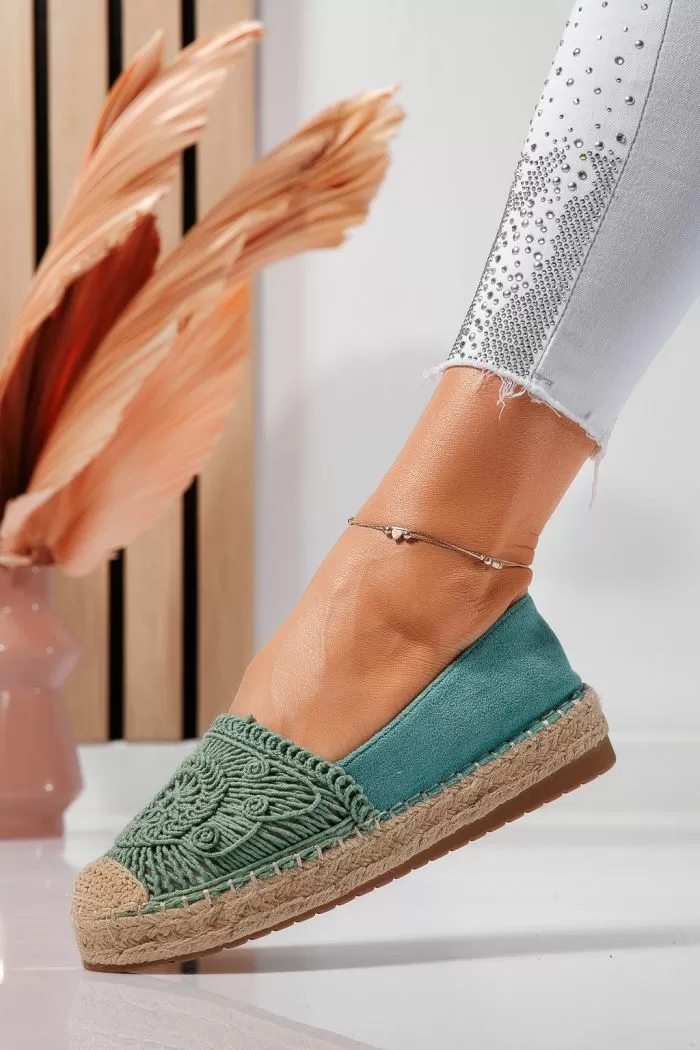 Espadrile dama verzi din piele ecologica intoarsa  Emma #21616