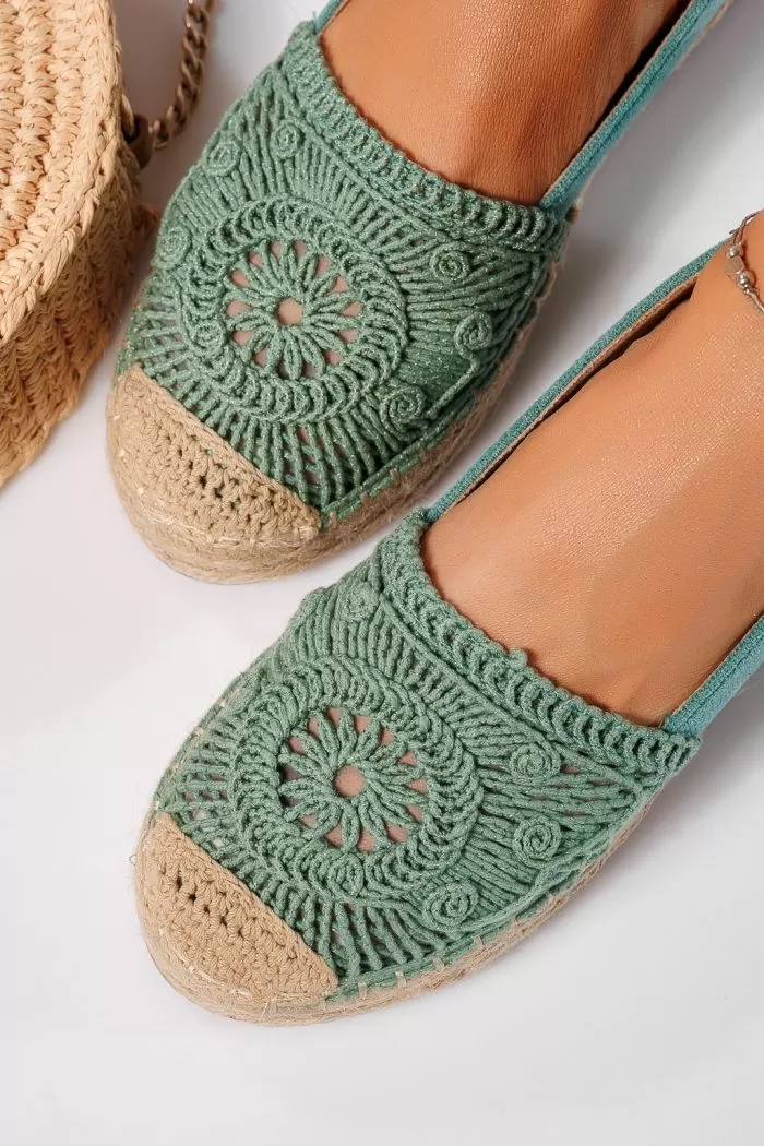 Espadrile dama verzi din piele ecologica intoarsa  Emma #21616