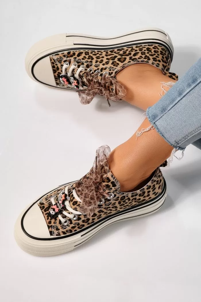 Adidasi dama leopard din material textil Amelia #21623