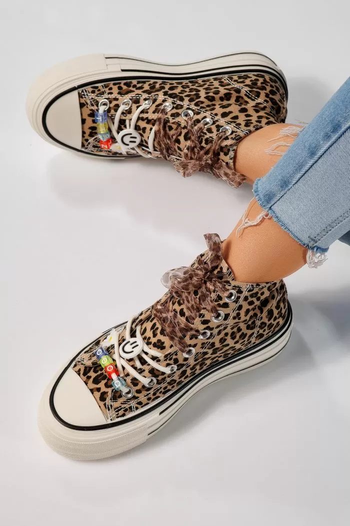 Adidasi dama leopard din material textil Mia #21626