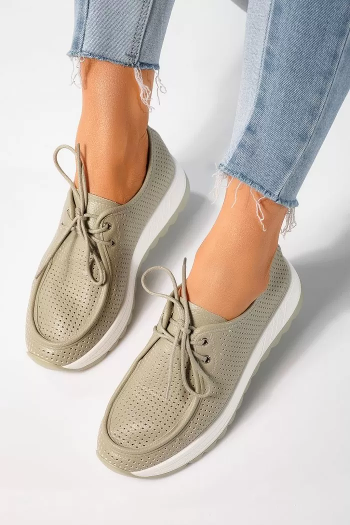 Pantofi casual dama verzi din piele ecologica Kiara #21640