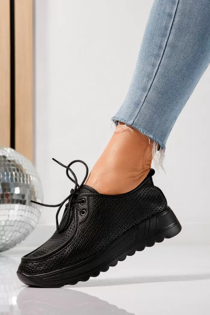 Pantofi casual dama negri din piele ecologica Kiara #21641