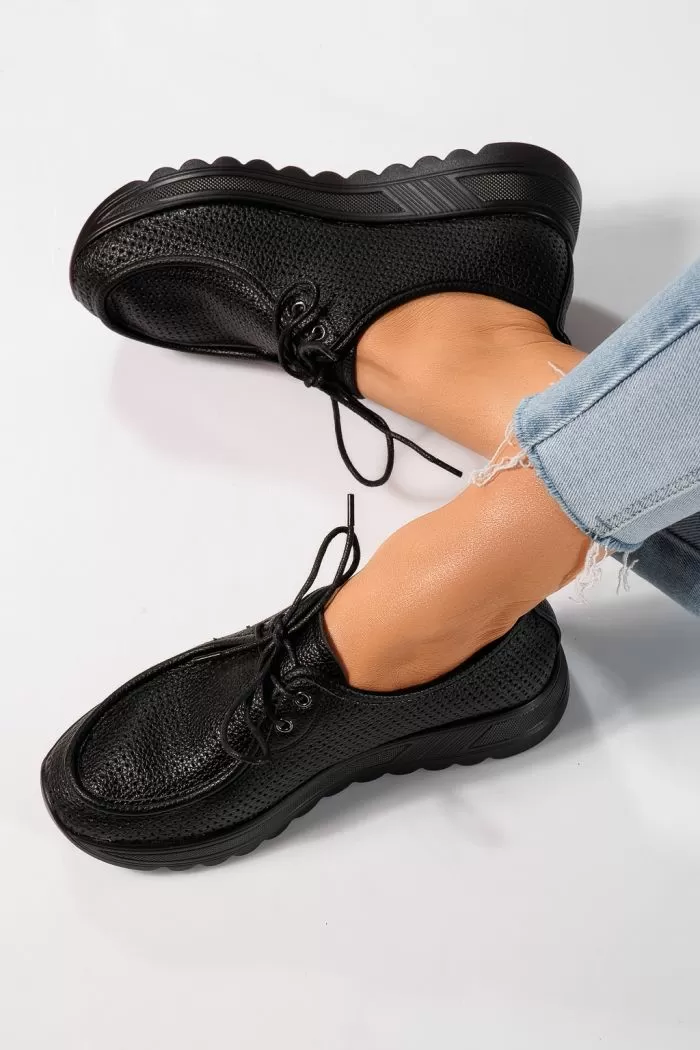 Pantofi casual dama negri din piele ecologica Kiara #21641