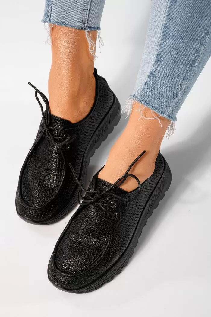 Pantofi casual dama negri din piele ecologica Kiara #21641