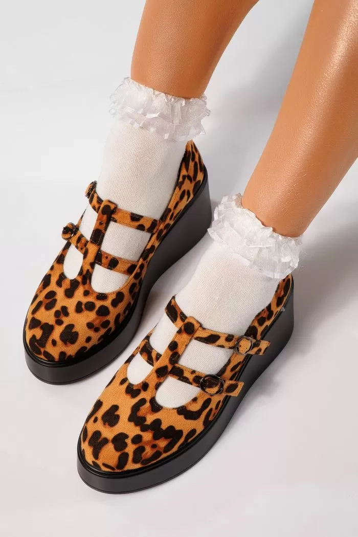 Pantofi casual dama leopard din piele ecologica intoarsa Julissa #21642