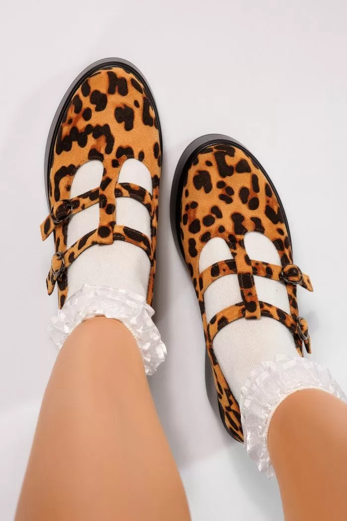 Pantofi casual dama leopard din piele ecologica intoarsa Julissa #21642