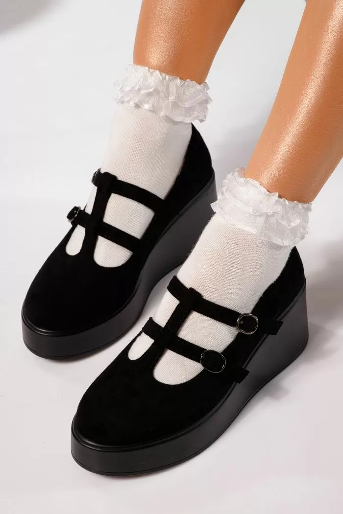 Pantofi casual dama negri din piele ecologica intoarsa Julissa #21644