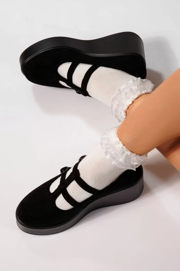 Pantofi casual dama negri din piele ecologica intoarsa Julissa #21644