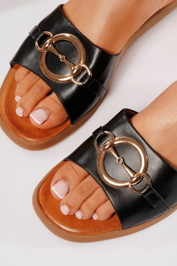 Papuci dama negri din piele ecologica Sarah #21673