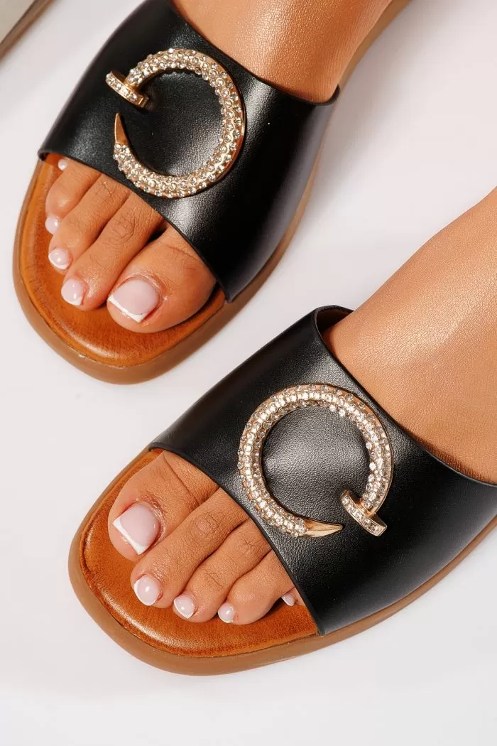 Papuci dama negri din piele ecologica Nadia #21677