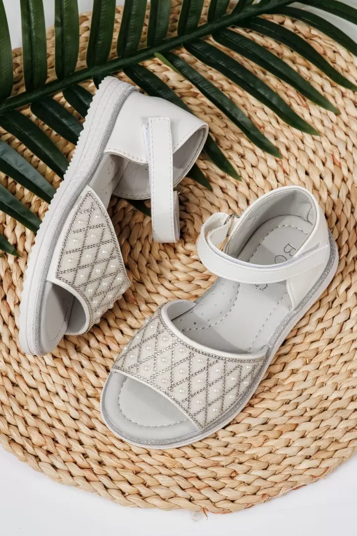 Sandale fete albe din piele ecologica Liriel2 #21715
