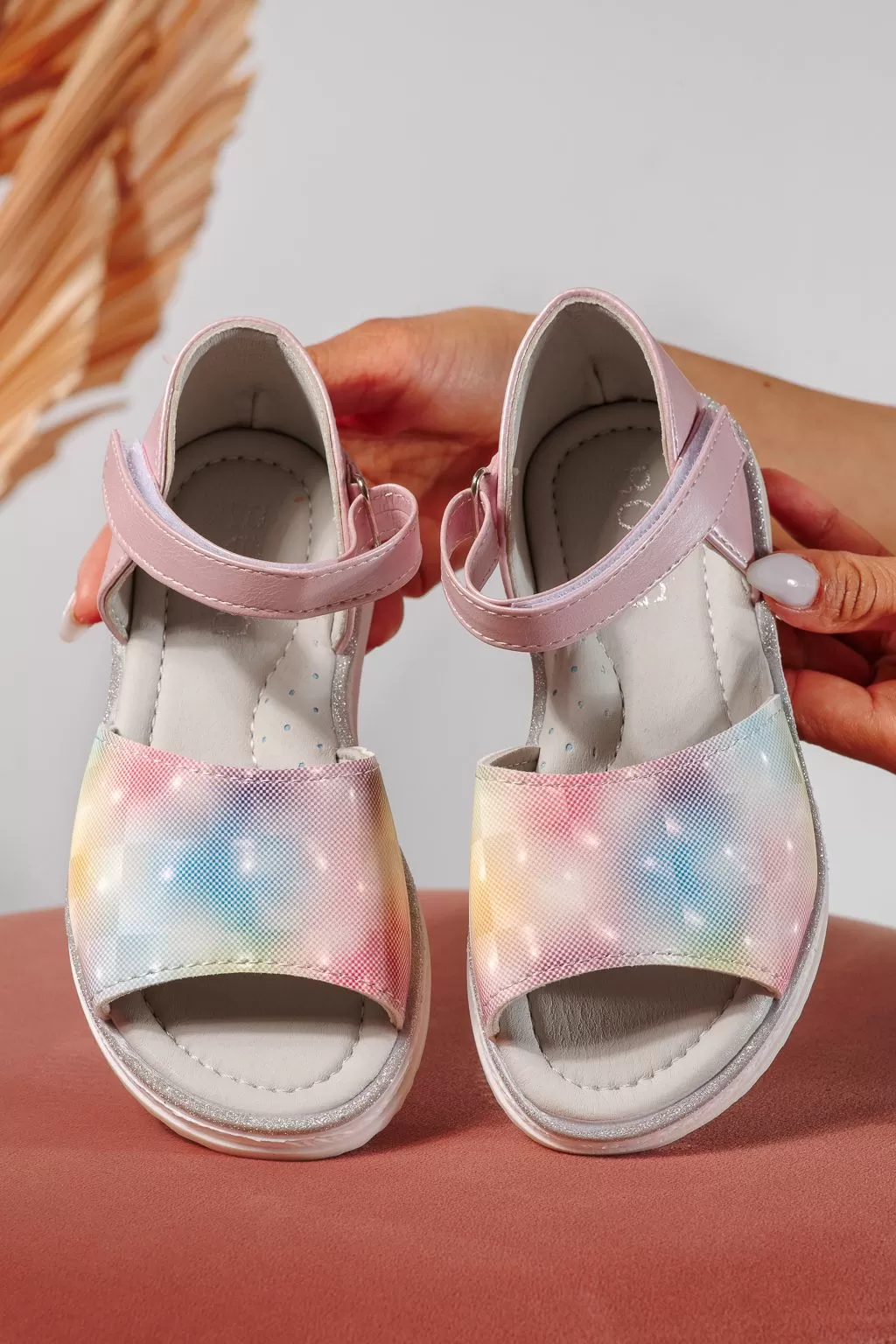 Sandale fete roz din piele ecologica Kaida2 #21727