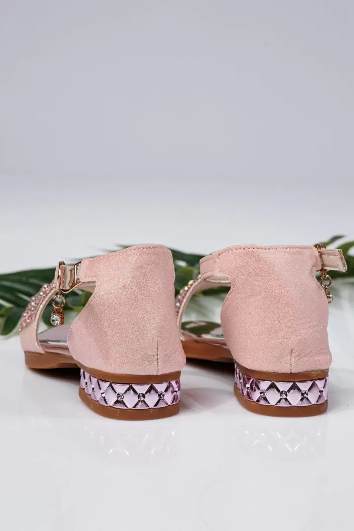 Sandale fete roz din material textil Maren2 #21740
