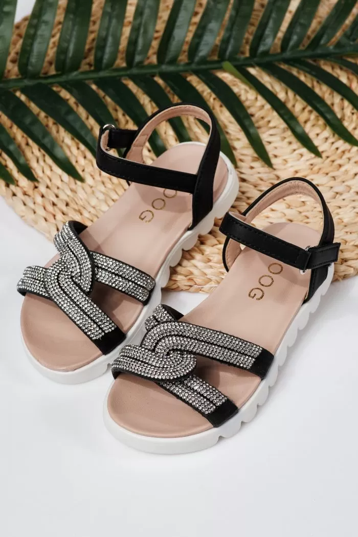 Sandale fete negre din piele ecologica Keira #21742
