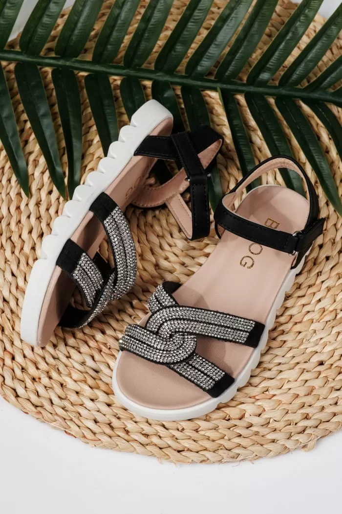 Sandale fete negre din piele ecologica Keira #21742