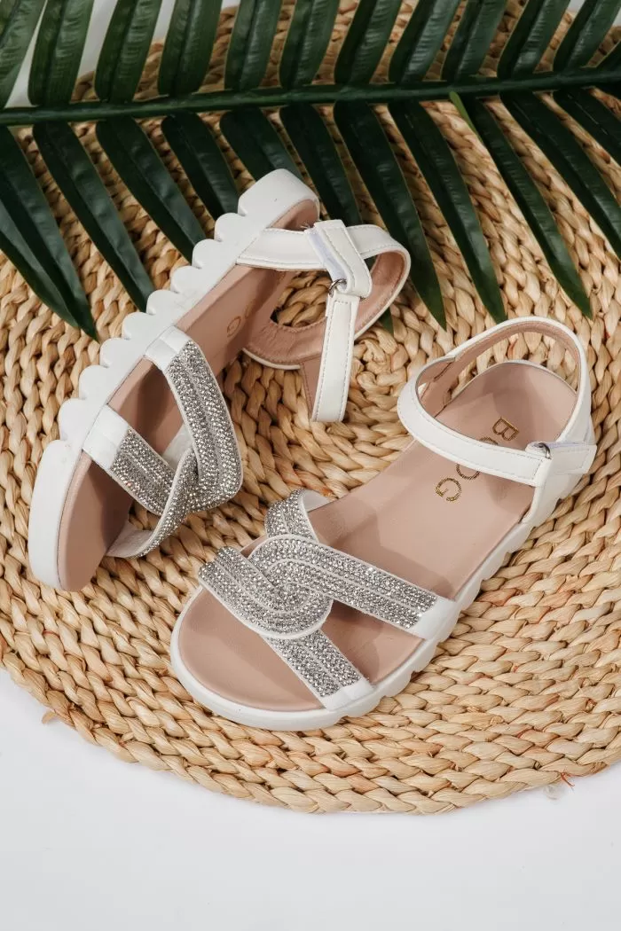 Sandale fete albe din piele ecologica Keira2 #21745