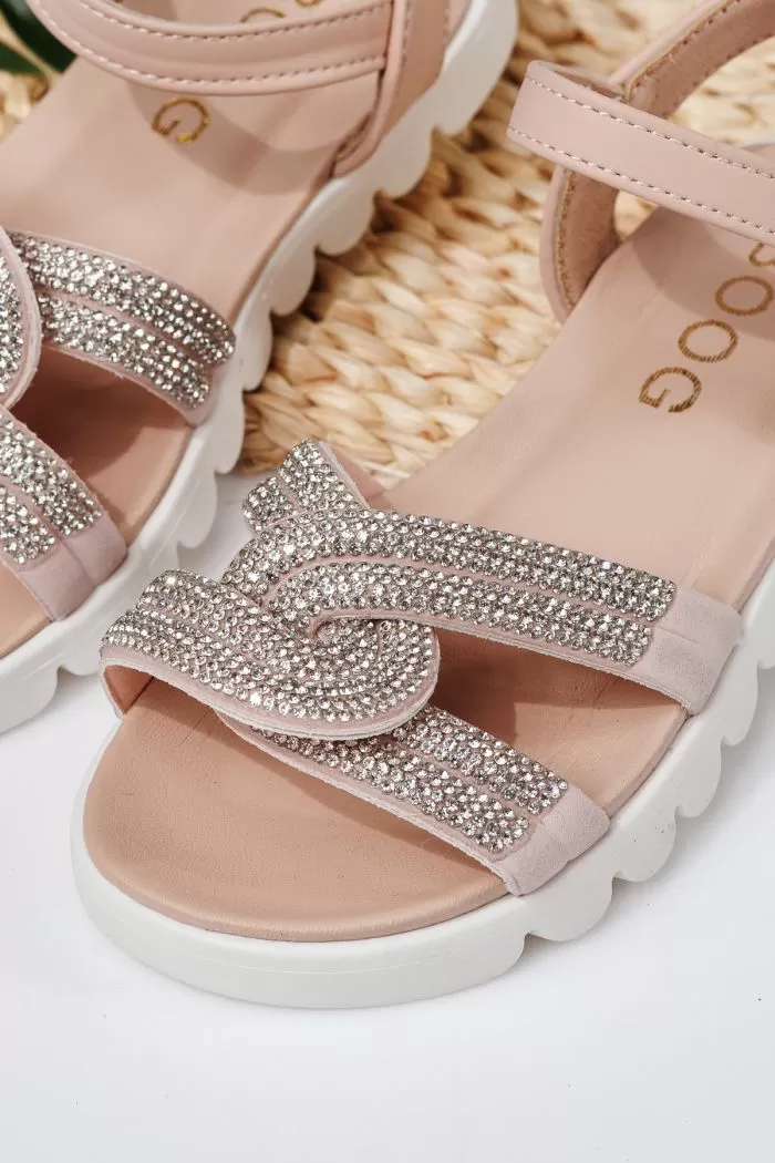 Sandale fete roz din piele ecologica Keira2 #21746