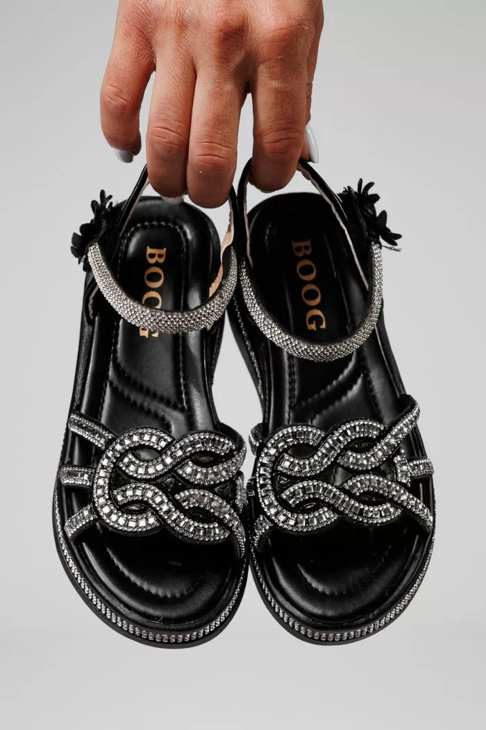 Sandale fete negre din piele ecologica Lilith #21748