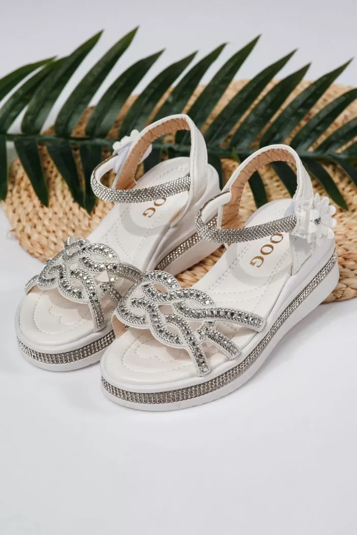 Sandale fete albe din piele ecologica Lilith #21749