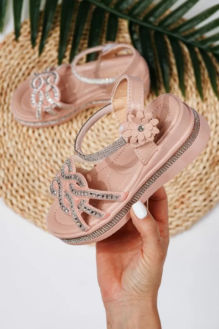 Sandale fete roz din piele ecologica Lilith #21750
