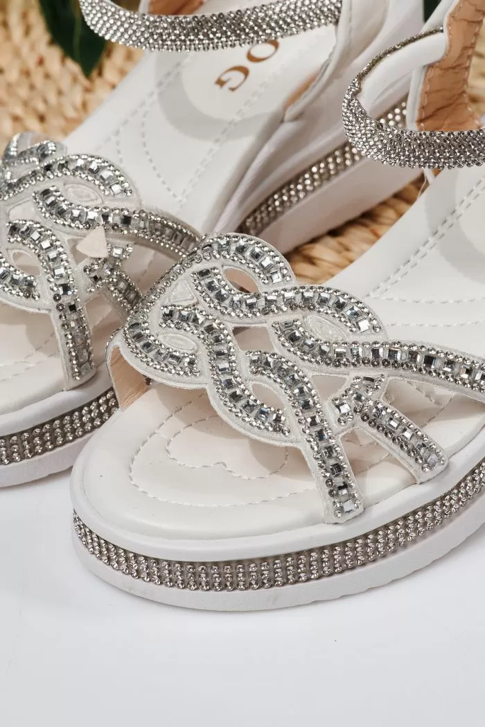 Sandale fete albe din piele ecologica Lilith2 #21752