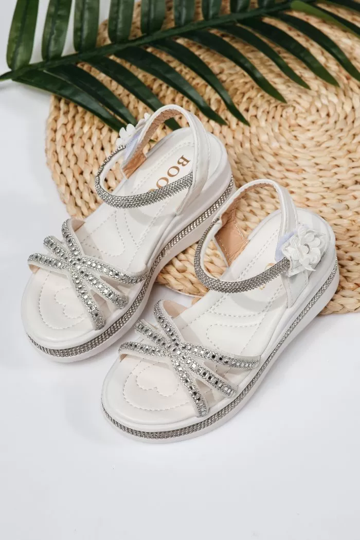 Sandale fete albe din piele ecologica Ophelia #21755